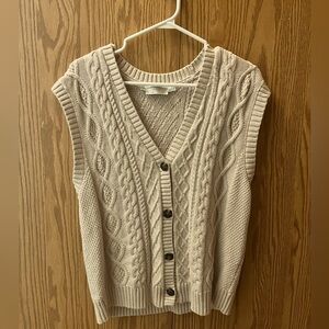Cream Cable-knit Sweater Vest